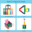 Wooden Blocks Stacking Games, 48PCS Tumbling Stacking Blocks Game for Kids and Families, Wood Colorful Balancing Blocks Montessori Toys for Kids with Storage Bag