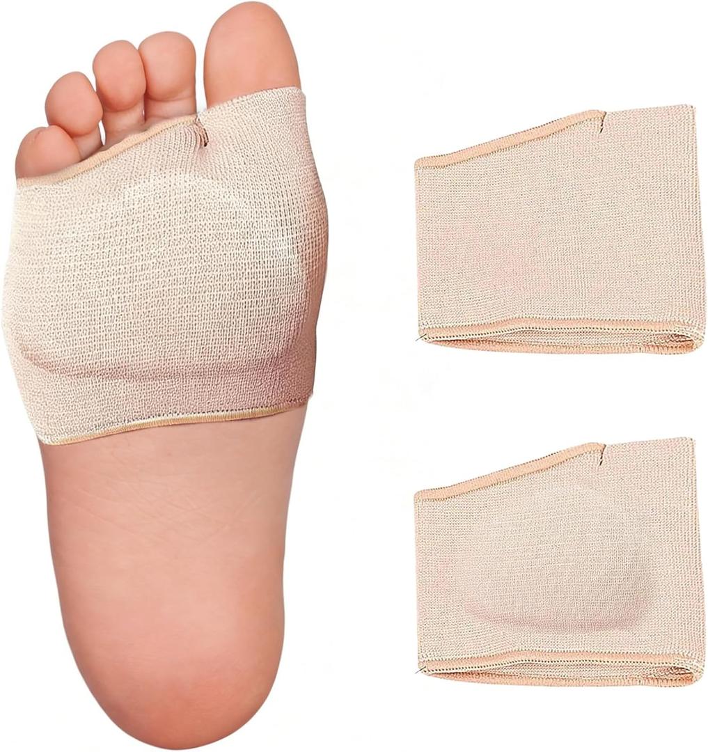 Metatarsal Pads for Men & Women, Ball of Foot Pain Relief for Metatarsalgia, Morton's Neuroma, Sesamoiditis, 1 Pair Adjustable Fabric Sleeves with Gel Cushion Inserts XS