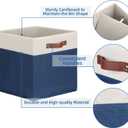 Temary Fabric Storage Bins for Cube Organizer 4 Pack Cube Storage Bins 13 Storage Cubes for Shelves Storage Baskets for Organizing Books, Clothes, Towels (White & Blue, 13x13x13 Inch)