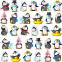 Macarrie 30 Pcs Mini Penguin Figurines Collection Playset Cute Penguin Characters Toys Valentine Mini Cartoon Cake Topper Winter Figurines Cake Decoration for Boy Girl(Cute)