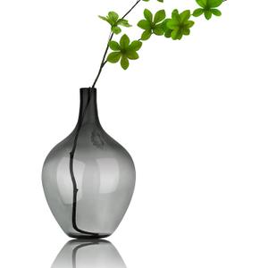 11in Black Glass jug vase, Floor Large Clear vase, Big Transparent Vintage Bubble Round Vase, Centerpieces for Farmhouse Tabletop Indoor Festive Decoration