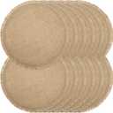 Round Burlap Placemats Set of 12 Jute Rustic Place Mats for Dining Tables Heat Resistant Natural Farmhouse Table Mats Decor for Thanksgiving (Tassel)