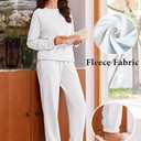 Ekouaer Womens Fleece Pajamas Sets Long Sleeve Lounge Set Jogger Sets 2 Piece Flannel Pjs Winter Sleepwear Loungewear (Large, White)