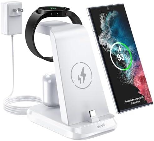VCVS 36W USB C Super Fast Charging Station for Samsung Phones Watches Earbuds, 3 in 1 Charger for Samsung Galaxy Watch Ultra/7/6/5/4/3, Galaxy S24/S23/S22/21/20,Note20/10,Z Fold/Flip 5/4,USB-C Buds