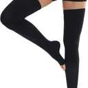 Ailaka Thigh High Medical Compression Stockings for Women Men, Open Toe Firm 20-30 mmHg Graduated Compression with Silicone Band for Varicose Veins, Edema, Post-Surgery (2X-Large (1 Pair), Black)