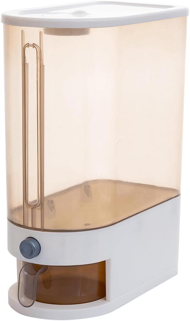 Gagee 22 Lbs Rice Dispenser, Large Grain Container Storage with Lid Measuring Cylinder Moisture Proof Household Cereal Dispenser Bucket for Kitchen Soybean Corn,Clear