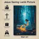 OTOSTAR Jesus and Lamb Canvas Wall Art Jesus Running After Lost Lamb Wall Art Canvas Prints for Prayer Room Baptism Serenity Prayer Church Decor - 12 x 16 Inch