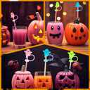 6pcs Halloween Ghost Straw Toppers for Stanley Cups, 0.4in Silicone Luminous Cute Fall Straw Covers Cap for Stanley 20/30/40oz Tumblers, Fun Halloween Cup Decorations and Party Gifts (3 Colors)