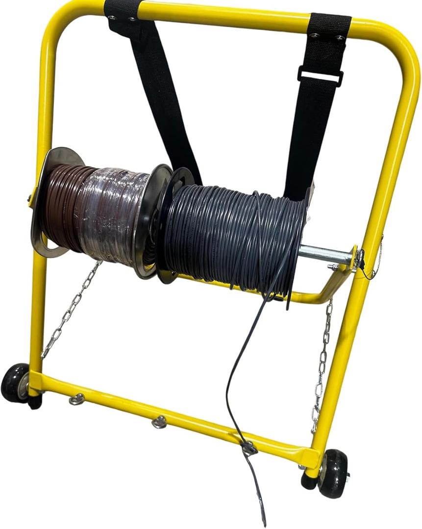Heavy Duty Steel Wire Dispenser for Cable Reels - Industrial Grade, Holds Reels Up to 20" Diameter, 100 lb Capacity