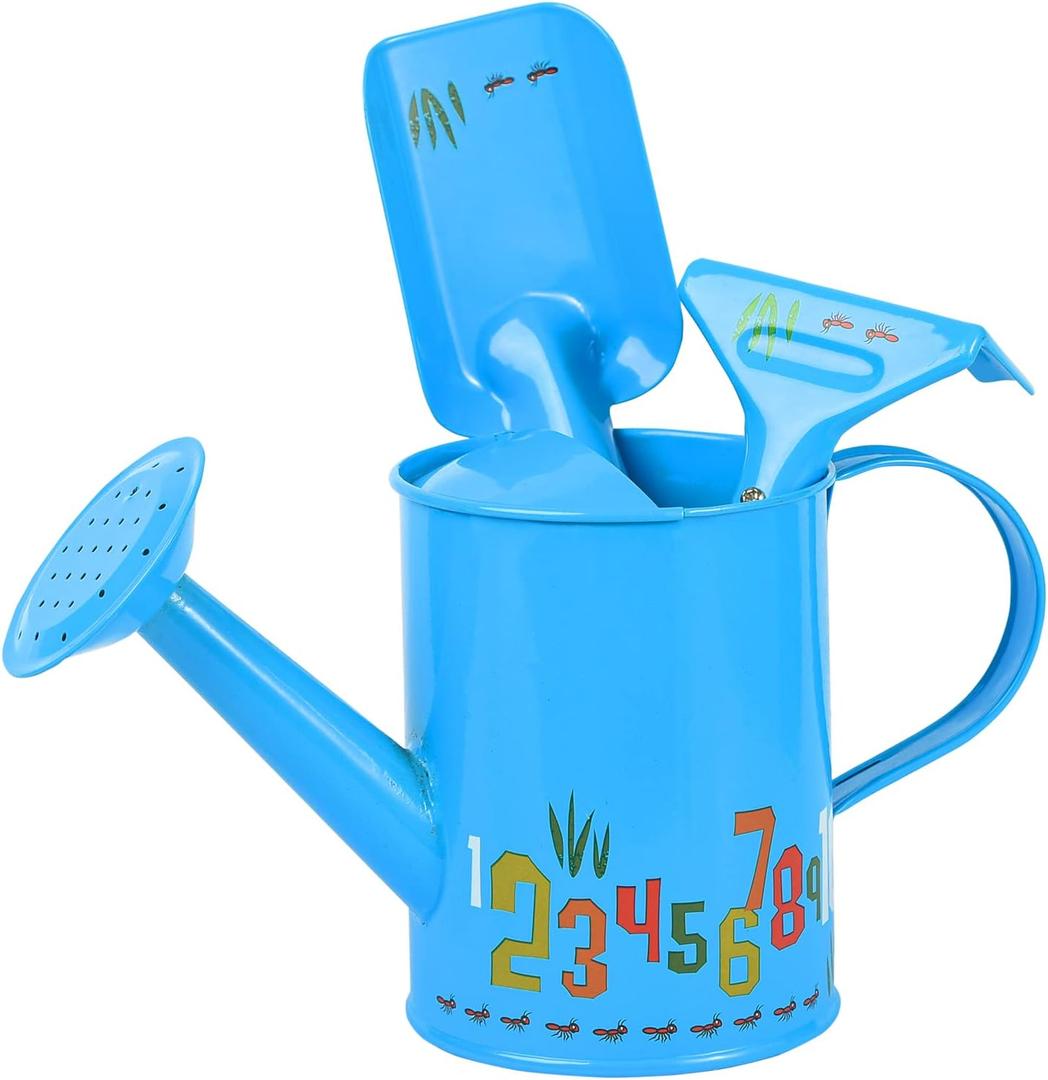 Sungmor Small Watering Can Set Cute Little Gardener Kit | Package Includes 3PC Blue Number Watering Can & Trowel & Rake Gardening Hand Tools | Perfect for Garden,Yard or Beach Sungmor Small Watering Can Set Cute Little Gardener Kit | Package Includes 3PC Blue Number Watering Can & Trowel & Rake Gardening Hand Tools | Perfect for Garden,Yard or Beach