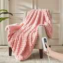 Heated Throw Blanket - Fast Heating 3D Jacquard Electric Heated Blanket, Cozy Heating Blanket with 6 Heating Settings & 4 Hours Auto-Off, 50"x60", Pink