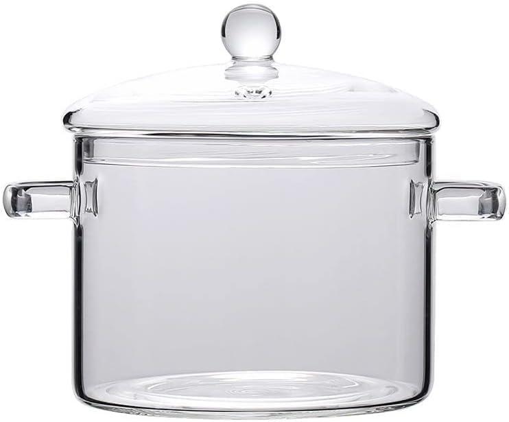 Glass Saucepan Pot with Cover, Heat-Resistant Glass Saucepan Cooking Pot for Pasta Noodle, Soup, Milk, Food (1.5L/50oz)