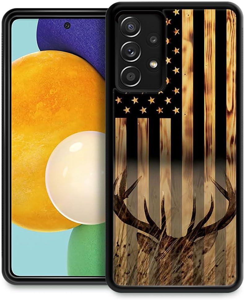 DJSOK Compatible with Samsung Galaxy A13 4G CaseDesign Pattern Back Bumper Anti Scratch Reinforced Corners Soft TPU Caver,Cases for Men Women-Wood Grain American Flag Buck Hunter Deer