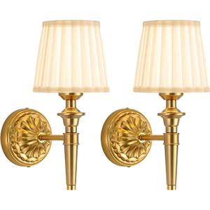 Rechargeable Wall Sconces Set of 2, 5200mAh Battery Operated Wall Lamps with Remote, Vintage Fabric Sconce, Wireless Renter Friendly Wall Lamp for Bedroom, Living Room, Modern Cordless Night Lighting