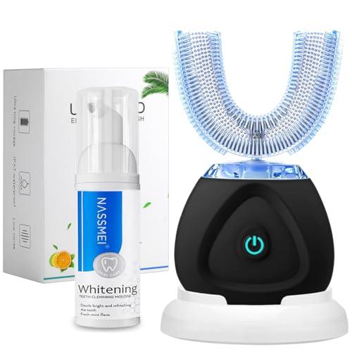 FULYA Automatic Toothbrush with Teeth Whitening Mousse, Auto Tooth Brush for Adult, 360° Sonic Toothbrushes Waterproof, Rechargeable Electric Tooth whitening Brush