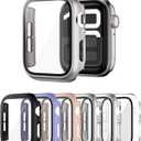 6 Pack Ultra-Thin Case Compatible with Apple Watch Screen Protector 40mm Series 6/5/4/SE1/SE2/SE3, Hard PC Cover Tempered Glass Case Scratch Resistant Full Protective for iWatch 40mm (Black/Silver/Clear/Starlight/Purple/Pink)