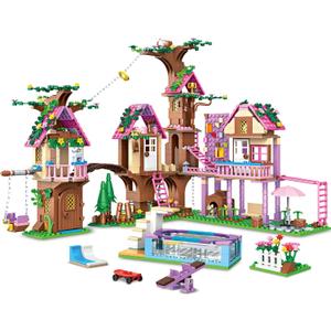 Tree House Building Set Compatible with Lego Friends, 1050 PCS Forest House Building Kit Birthday Gift for Kids Girls Age 6-12 Years（7682）