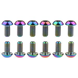 Wanyifa 12Pcs Ti Titanium Bolts Torx M5x10 Bicycle Bike Disc Brake Cycle Rotor Screws Gr5 (Colorful)