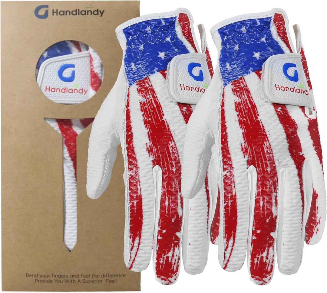 HANDLANDY Youth Golf Glove, Left Hand Kids Golf Gloves for Junior Toddler Boys Girls (Medium (Age 7-9)-2 Pack, White-Red) HANDLANDY Youth Golf Glove, Left Hand Kids Golf Gloves for Junior Toddler Boys Girls (Medium (Age 7-9)-2 Pack, White-Red)