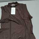 SHEIUGU Bodysuit Women's Mock Turtle Neck Sleeveless - Sexy Tank Top Soft slim Basic t-shirt(Sleeveless Brown-XXLarge)