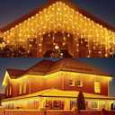 AGIRL 400 LED Icicle Lights Outdoor 32.8Ft 75 Drops Icicle Christmas Halloween Lights 8 Modes Waterproof Fairy String Lights for Indoor Bedroom Garden Wedding Porch Decoration (Warm White)