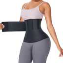 FeelinGirl Waist Trainer for Women Trimmer Belt Waist Cincher Tummy Wrap Plus Size Snatch Me Up Bandage Body Shaper (One Size (fits waist 23.5-47.5IN ), A1-black)