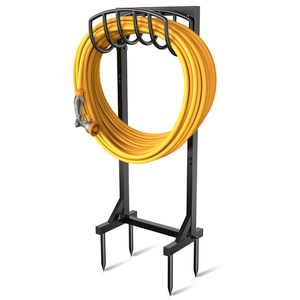 Pattiumo Garden Hose Holder Stand, Heavy Duty Freestanding Metal Hose Holder with 4 Spikes, Hose Reel Alternative Holds up to 150 ft for Yard Lawn Garden Patio