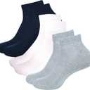 MANARC Women Cotton Ankle Socks Soft Comfortable Durable Breathable Reinforced Double Layer Cushioned (XX-Large, White, Blue, Light Grey (3 Pairs))