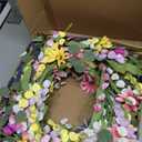 Yawwind 24 Inches Spring Wreaths for Front Door Spring Flower Wreaths Summer Door Wreath Colorful Wildflower Wreath with Daisy Lavender for Window Indoors Outdoor Decor