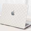Seorsok Compatible with MacBook Pro 13 inch Case M2 2023,2022,2021-2016 A2338 M1 A2251 A2289 A2159 A1989 A1708 A1706,Elegant Leather Plastic Hard Case&Transparent Keyboard Cover,Beige No Logo Cutout (Beige checkerboard grid)