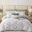 OAITE Duvet Cover Set,100% Cotton Comforter Cover with Leaf Pattern Duvet Cover Set,Soft Bedding Set Includes with 3 Piece (2 Pillow Shams,1 Duvet Cover)