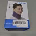 Velpeau Neck Brace for Neck Pain and Support -Soft Cervical Collar for Sleeping in Bed, Snoozing, Sleeping Upright, Anti-Snoring, Sleep Apnea for Women & Men (Blue, Comfort Version, L: 14-16.5"/3.3")