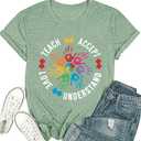 Teach Accept Understand Love Autism Awareness Shirt Women Teacher Shirts, Large