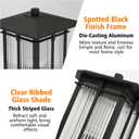 Modern Outdoor Post Light, Aluminum Lamp Post Light Fixture with Ribbed Glass, Soptted Black Outside Pole Lighting with 3-Inch Pier Mount Base for Yard Porch Pathway (15.8''H, 1 pc)