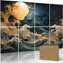 8 Pack Art Acoustic Panels 48 X 32 Inches Acoustical Wall Panels Acoustic Treatment for Recording Studios, Offices, Home, Easy Installation (Twilight Swell)