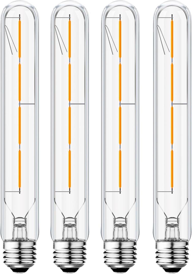 E26 LED Tubular Bulbs,Soft White 3000K,T10 Dimmable LED Bulb,8.9in Tube Edison Light Bulbs 4W Dimmable Tube Vintage Led Bulbs 40 Watt Equivalent,E26 Medium Base Lamp (4-Pack)