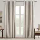Topfinel 90 Inch Long Linen Curtains 2 Panel Set, Modern Farmhouse Black Out Rustic Curtains for Living Room, Room Darkening Tab Top Noise Reduction Textured Drape Hook&Ring Included