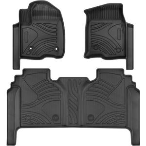 Floor Mats Fit for 2019-2025 Chevy Silverado 1500/GMC Sierra 1500, Car Mats for 2020-2025 Chevrolet Silverado/GMC Sierra 2500HD/3500HD Crew Cab Floor Liners with Factory Carpeted Storage, Black