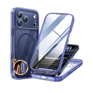 Miracase for iPhone 17 Pro Max Case 6.9" Full-Body Phone Case with Built-in Glass Screen Protector& Full Camera Protector,[Magnetic with MagSafe] Drop Proof 17 ProMax Cover, Clear Blue