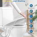 Ultra-Slim 3-in1 Bidet, Warm Water, Self-Cleaning, Posterior&Feminine Wash-(Retractable Dual Nozzles), Non-Electric Bidet Attachment for Toilet Seat, Adjustable Water Pressure, Stainless Steel Inlet