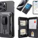 ZtotopCases for Magsafe Wallet Work with Find My, Magnetic Card Holder, Magnetic Wallet for iPhone 16/15/14/13/12 Series, Black