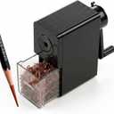 Marie's Long Point Manual Pencil Sharpener, 5-Level Adjustable Hand Crank Sharpener with Large Shavings Box for Art Sketching and Classroom, for Artists and Students