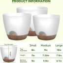 8/9/10 Inch Large Self Watering Pots, Plastic Flower Pots with Multi Mesh Drainage Holes and Water Level Indicator & Deep Reservoir for Indoor Outdoor Garden Plants and Flowers (White)