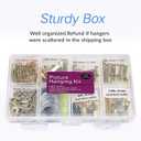 Picture Hangers, Picture Hanging Kit, 225pcs Heavy Duty Frame Hooks Hardware with Nails, Hanging Wire, Screw Eyes, D Ring and Sawtooth for Wall Mounting