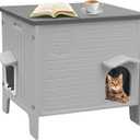 Rockever Plastic Outdoor Cat House, Waterproof Cat House for Outdoor Cats with Escape Door, Sturdy Feral Cat House Outdoor Indoor, Spacious and Clean Easily (Grey, M)