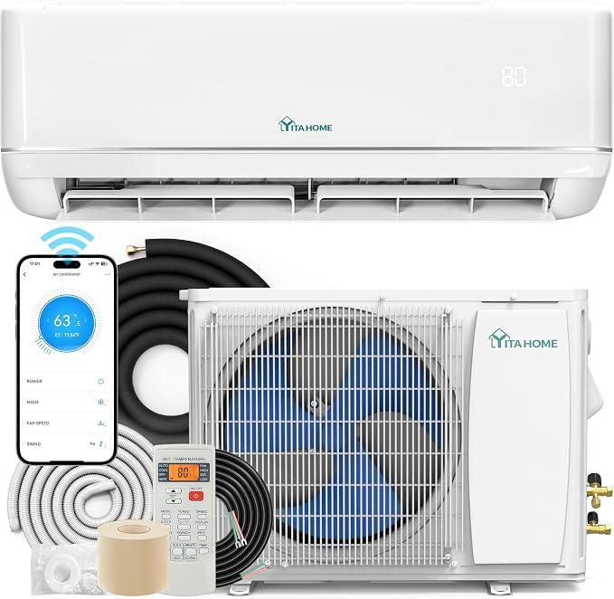 YITAHOME 21 SEER2 18000 BTU Mini Split AC/Heating System 208-230V
Pre-charged Inverter Ductless AC Compatible with Alexa, WiFi Enabled, Cool Up to 1250 Sq. Ft, Full Installation Kit, 1.5 Ton