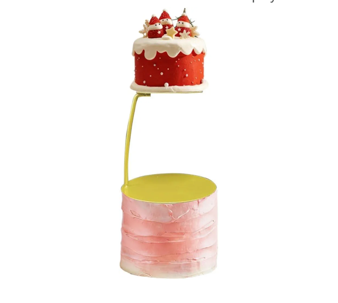 LemonRoad 2 Piece Gold Floating Cake Stand Spacer Separator, 6" 8" 12" Tiered Wedding Cake Stand Round Dessert Display for Birthday Centerpiece Anniversary Party Table Display Decoration(Classic)