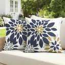 Floral Outdoor Pillow Covers Waterproof Spring Throw Pillow Cases Black Brown 18x18 Inch Set of 2 Decorative Summer Cushion Covers for Patio Furniture Garden Bench Porch Sofa