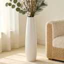 24" Tall Ceramic Floor Vase, GDSZJLJ White Large Decorative Vases for Modern Home Decor, Living Room, Minimalist Style Big Flower Vase for Pampas Grass, Flowers, Twigs, Office, Bedroom Dcor