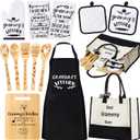 13 Pcs Mother's Day Grammy Kitchen Gifts Set Includes 1 Apron 1 Tote Bag 1 Cutting Board 2 Tea Towels 1 Oven Mitt 2 Pot Holders 5 Bamboo Kitchen Cooking Spatulas for Mothers Day Birthday
